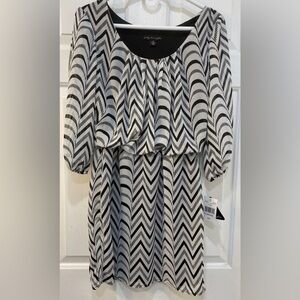 City Triangles Sheer Black White Patterned Mini Dress Women's Size M